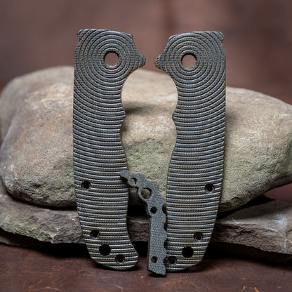 Demko AD 20.5 Scales - Contoured OD Green Canvas Micarta with Radar Milling and Backspacer