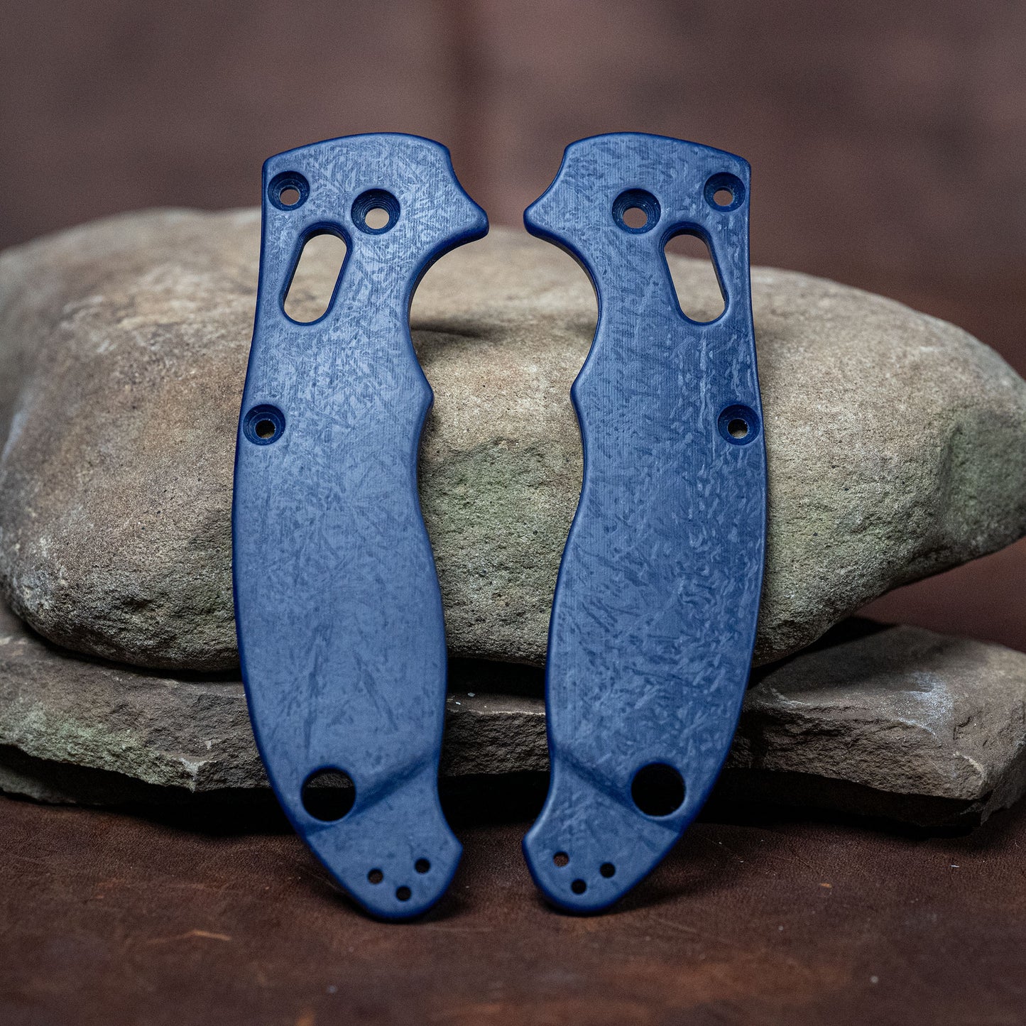Custom Spyderco PM2 Paramilitery 2 Scales - Indigo Blue Glass