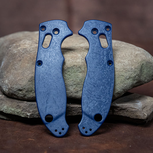 Custom Spyderco PM2 Paramilitery 2 Scales - Indigo Blue Glass
