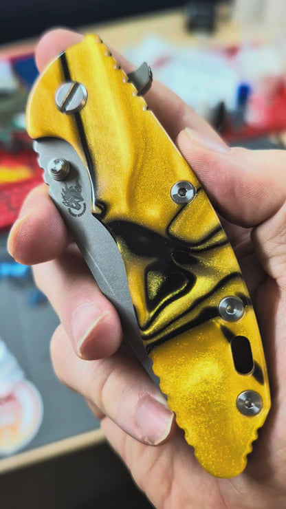 Hinderer XM-18 3.5" Scale - Liquid Gold Kirinite w/ Filler
