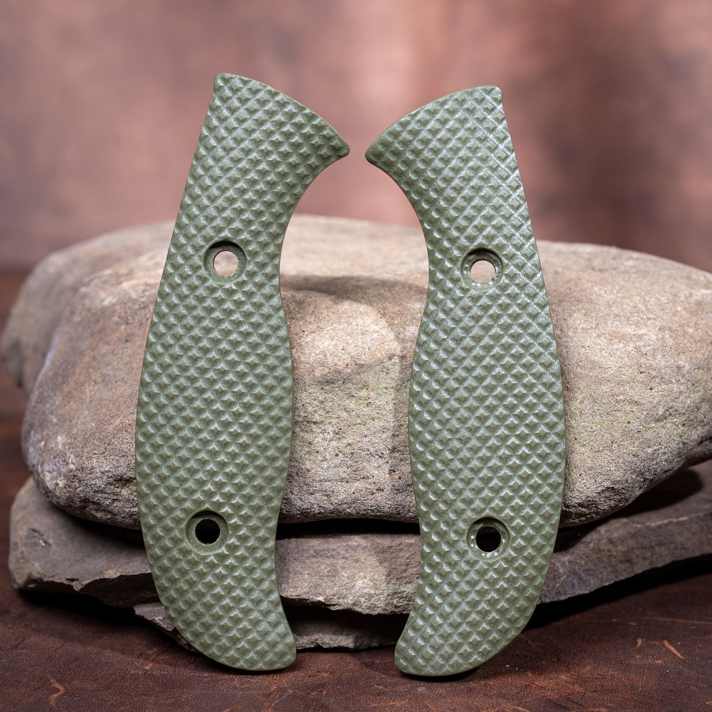 Spyderco Mule Scales - Contoured OD Green G - 10 Pistol Milling w/ Hardware - Flaming Gorilla