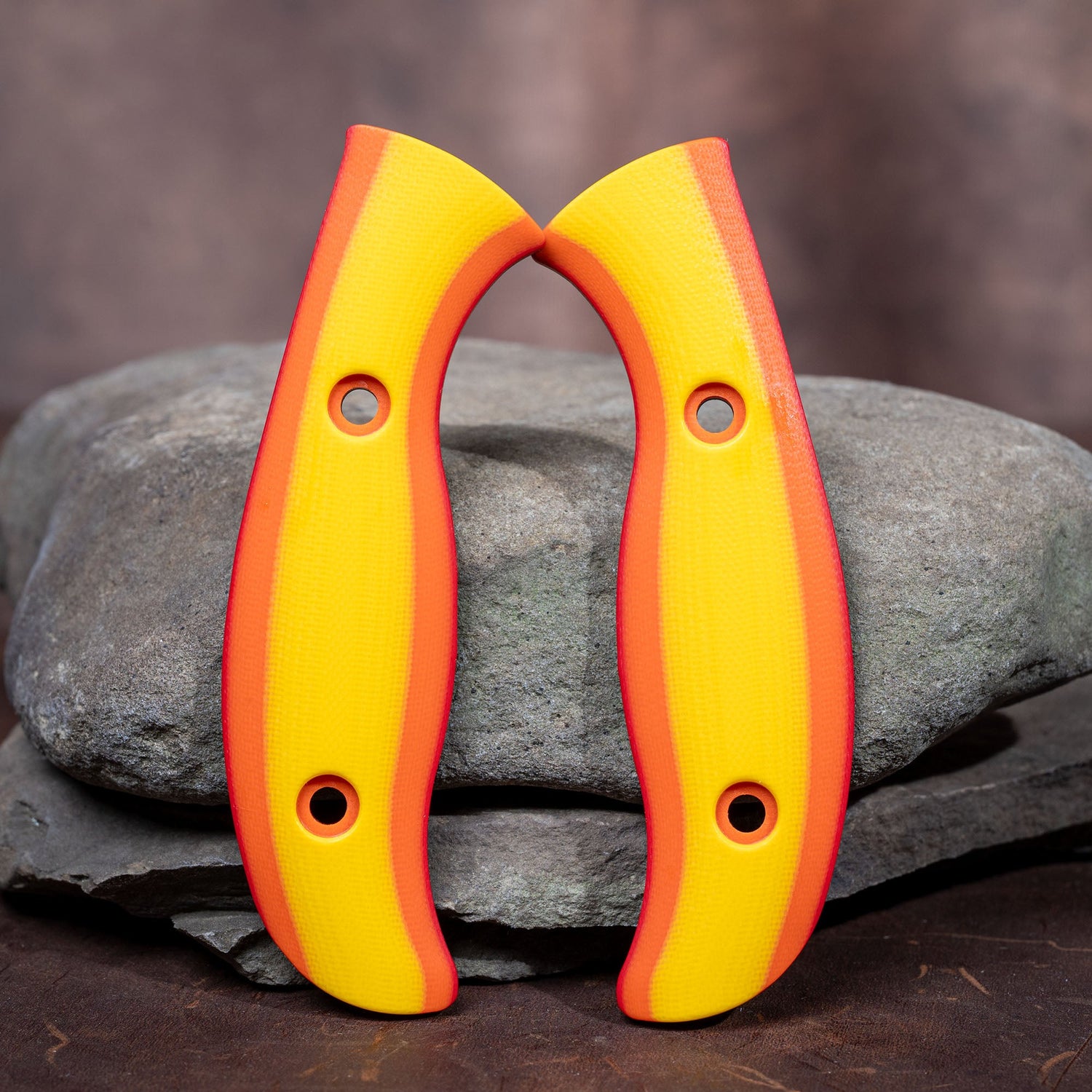 Spyderco Mule Scales - Contoured Retro G - 10 w/ Hardware - Flaming Gorilla