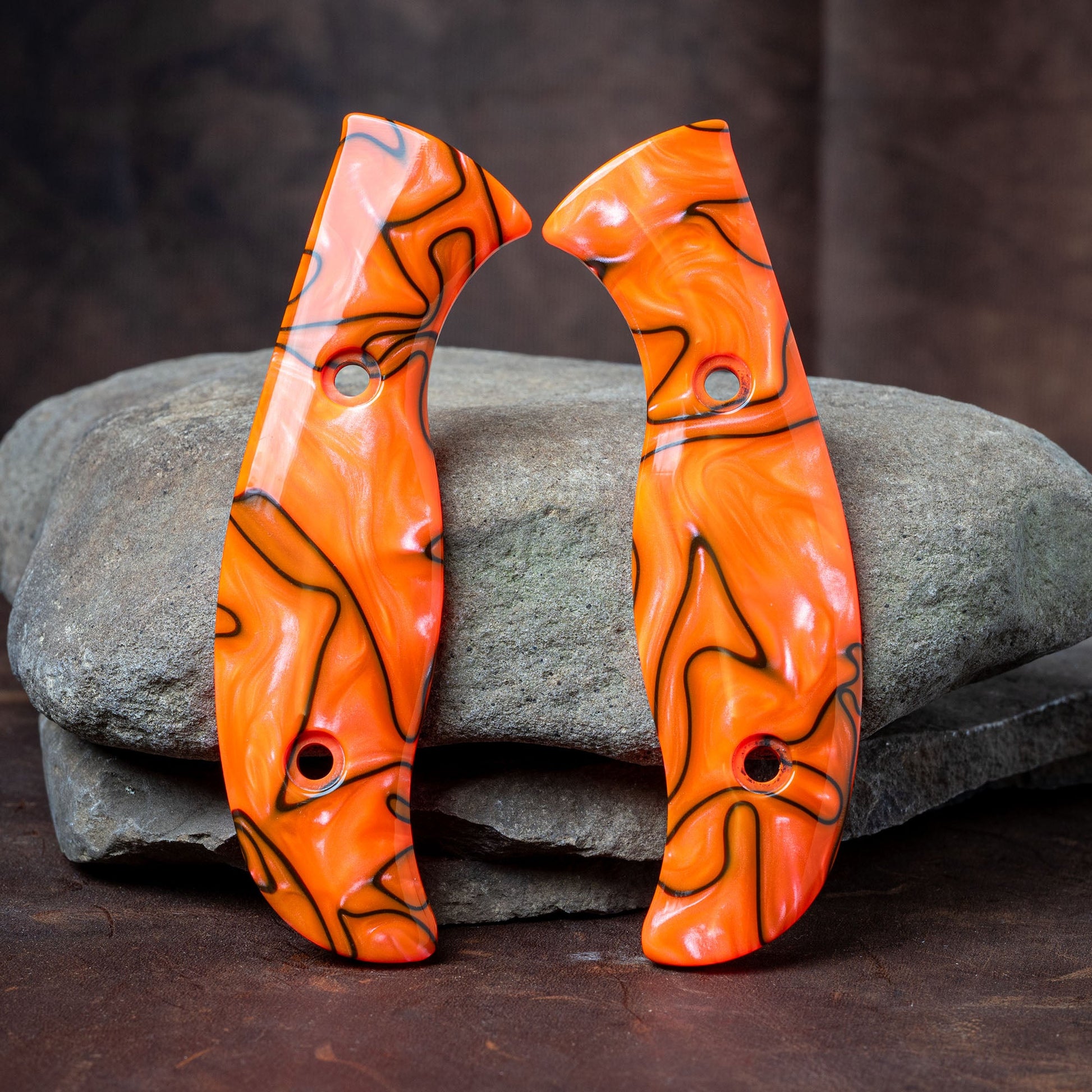 Spyderco Mule Scales - Toxic Orange Kirinite - Flaming Gorilla