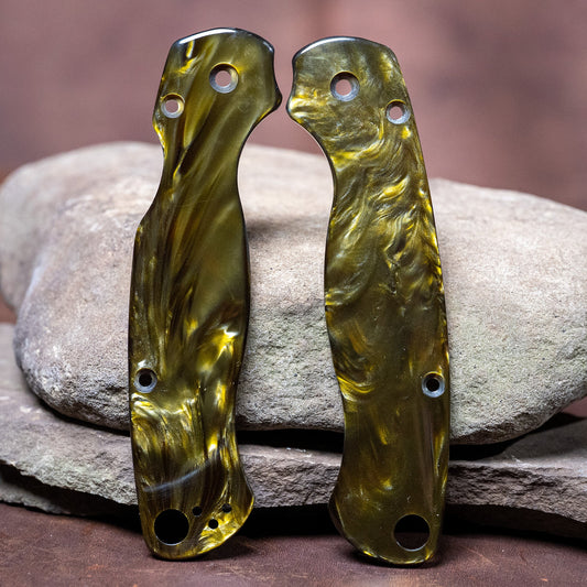 Spyderco Paramilitary 2 (PM2) Scales - Contoured Venom Green Kirinite - Flaming Gorilla
