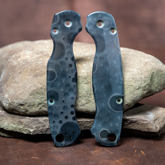Spyderco PM2 Scales - Contoured Aluminum Infused Black Resin - Flaming Gorilla