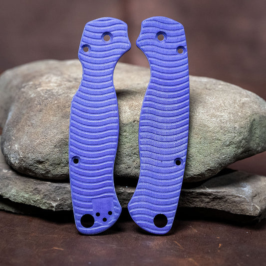 Spyderco PM2 Scales - Contoured Purple Wave G10 - Flaming Gorilla